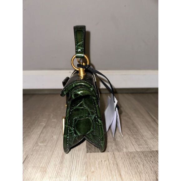 Balmain Blaze Smooth Calf Leather Medium Flap Clutch Crossbody Bag Green $2650 - Picture 6 of 16